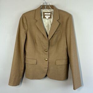 J. Crew Factory Tan Schoolboy Blazer Size 4 Academia Neutral Wool Blend